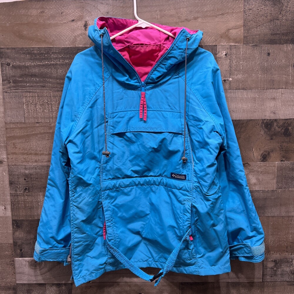 Vintage Columbia Pull Over Jacket Blue/Pink Womens Size Medium